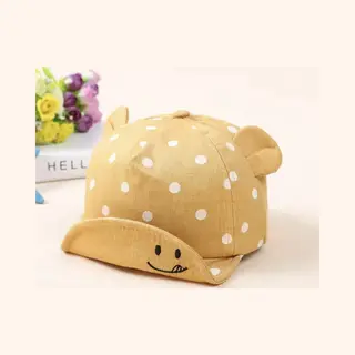 Chpn - BabyPetje - BabyHoedje - Baby Hoedje - Baby Petje - Kinderpet - Babymuts - Babycap - Cap - Zomerpetje - Petje - Oker - Stippen - Dots - Met