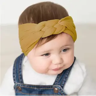 Chpn - Haarband Voor Baby's - Kinderhaarband - Geknoopt - Gevlochten - Okergeel - Kinderhaarband - Hoofdband Voor Baby's - Kraamcadeau