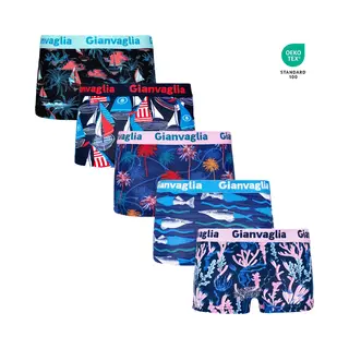 Gianvaglia 5-Pack Dames Onderbroek Katoen - Boxershorts - Zacht Katoen - Sealife Printjes - Maat Xxl 8871