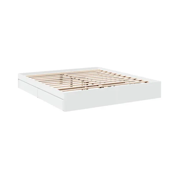 Bed Frame With Drawers Without Mattress White 180x200 Cm Super King Vidaxl thumbnail