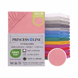 Princess Line- Comfortabel Ultra-Soft-Hoeslaken -100% Katoen-Jersey -Stretch -Strijkvrij- Rondom Elastiek-Hoekhoogte Tot 30cm-2Persoons-160x200