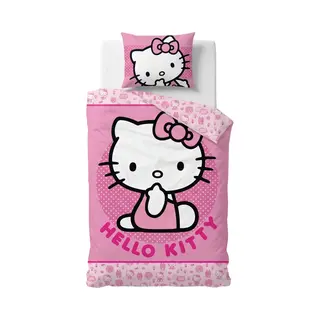 Hello Kitty Dekbedovertrek - 140 X 200 Cm - Polyester - Bijpassend Kussensloop 60 X 70cm