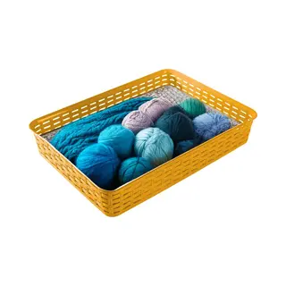 Hega Hogar Opbergmandje/ladeverdeler - Okergeel - 4.5 Liter - Kunststof - 26 X 35 X 6 Cm - Kastmandjes - Manden