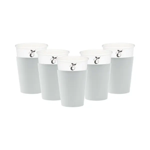 Givi Italia Feestbekers Met Hoesjes - 24x - Zilvergrijs - Papier - 250ml - Kinderfeestje - Biologisch Afbreekbaar thumbnail