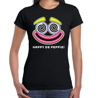 Bellatio Decorations Foute Party T-shirt Voor Dames - Happy De Peppie - Zwart - Carnaval/themafeest Xxl