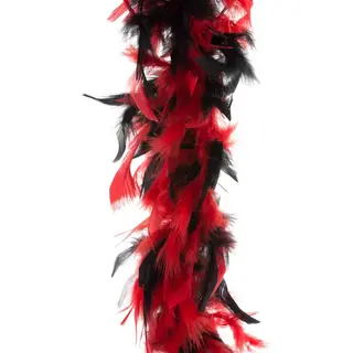 Carnaval Verkleed Veren Boa Kleur Zwart/rood Mix - 2x - 2 Meter - Verkleedkleding Accessoires - Dames