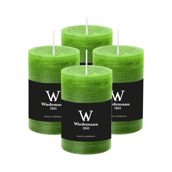 Wiedemann Cilinderkaars/stompkaars - 4x - Rustieke Kaars - Lichtgroen - 6 X 9 Cm - 30 Branduren thumbnail