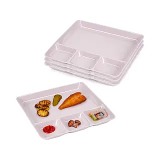 Plasticforte Vakjesborden - 4x Stuks - Roze - Gourmetbord - 4-vaks - Kunststof - 26 X 24 Cm - Fonduebord