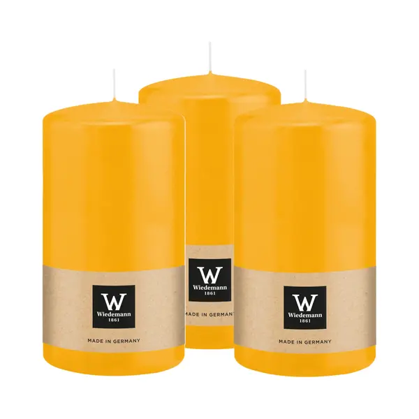 Wiedemann Cilinderkaars/stompkaars - 3x - Geel - 13 X 7 Cm - 52 Branduren - Zuilkaarsen thumbnail