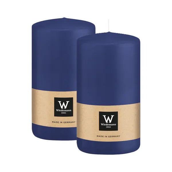 Wiedemann Cilinderkaars/stompkaars - 2x - Donkerblauw - 12 X 6 Cm - 33 Branduren - Zuilkaarsen thumbnail