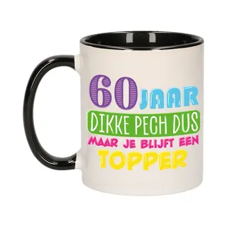Bellatio Decorations Verjaardag Cadeau Mok 60 Jaar - Zwart - Dikke Pech Dus - 300 Ml - Keramiek