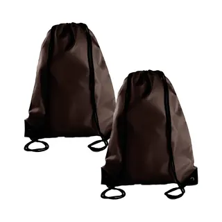 Sport Gymtas/draagtas Met Rijgkoord - 2x - Bruin - 34 X 44 Cm - Polyester - Verstevigde Hoeken