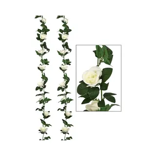 Atmosphera Kunstbloemen Slinger Rozen - 2x - 230 Cm - Wit - Decoratie - Versiering - Bruiloft