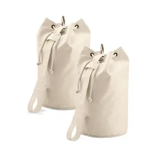 Quadra Duffel Bag Tas - 2x - 53 Cm - Beige Canvas - 30 Liter - Plunjezak - Duffeltas - Katoen - Duffel Tassen Met Trekkoord