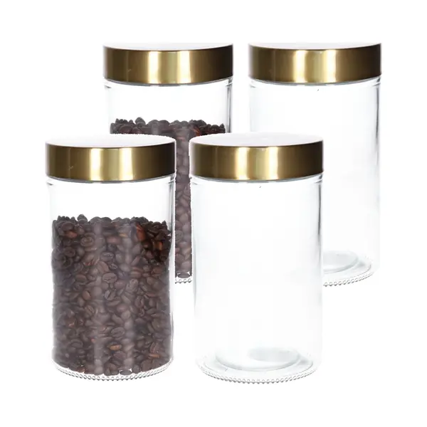 Voorraadpot - 2x - 900 Ml - Glas - Draaideksel - Goud - 10 X 17 Cm - Weckpot thumbnail