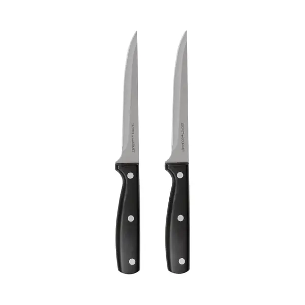 Secret De Gourmet Essential - Groente En Vlees Snijmes - 2x Stuks - Rvs - Zwart - 28 Cm - Keuken Messen thumbnail