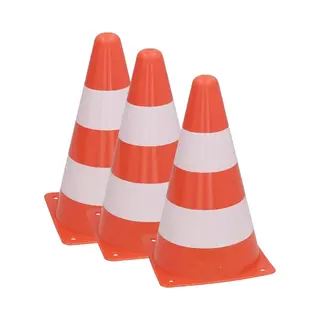 Gerimport Sport/veiligheids Pionnen - 6x Stuks - Oranje/wit - Kunststof - 13 X 23 Cm - Spelen/training/afzetten