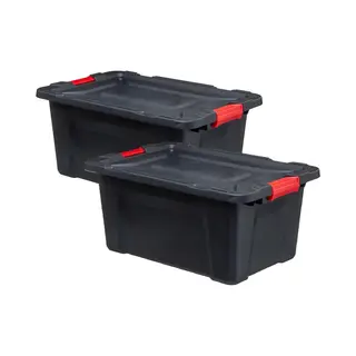 5Five Opbergbox/opbergkrat - 2x - 100 Liter - Zwart - Kunststof - L75 X B51 X H38 Cm - Stapelbaar - Heavy Duty Opbergbak