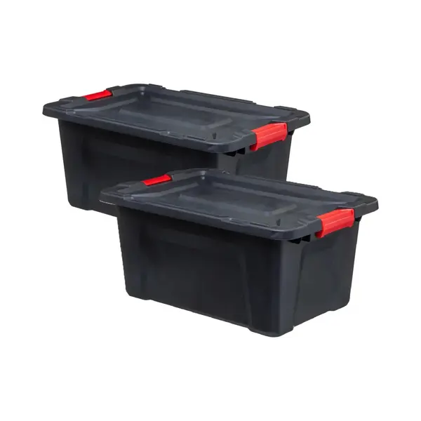 5Five Opbergbox/opbergkrat - 2x - 100 Liter - Zwart - Kunststof - L75 X B51 X H38 Cm - Stapelbaar - Heavy Duty Opbergbak thumbnail