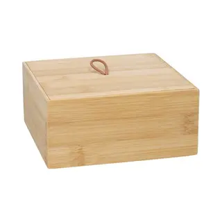 Gerimport Bamboe Houten Opbergkistje Met Deksel - 2x - 15 X 15 X 7 Cm - Sieraden/spulletjes/sleutels - Opberg Kistjes
