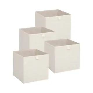5Five Opbergbox Kastmand - 4x - Beige/tweed - 31 X 31 X 31 Cm - Opbergers/kastmanden