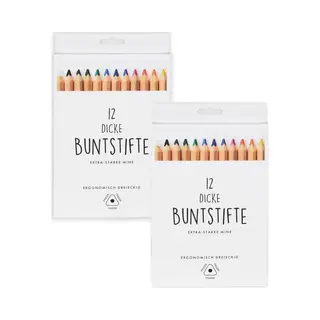 Dikke Kleurpotloden - 2x - Set Van 12 Stuks - Hobby - Knutselen - 17 Cm