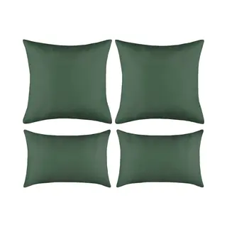 Stof Set Van 4 Kussens Hawaii - Donkergroen - Sierkussens - Polyester - 2 Maten