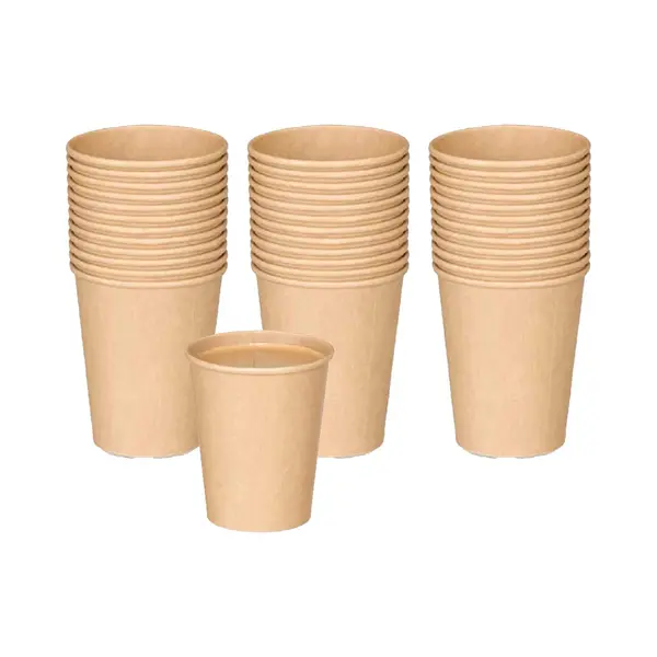Kinvara Papieren Koffiebeker/drinkbeker - 36x Stuks - 240 Ml - Gerecycled Kraft Papier - Biologisch Afbreekbaar - Wegwerp Bekers thumbnail