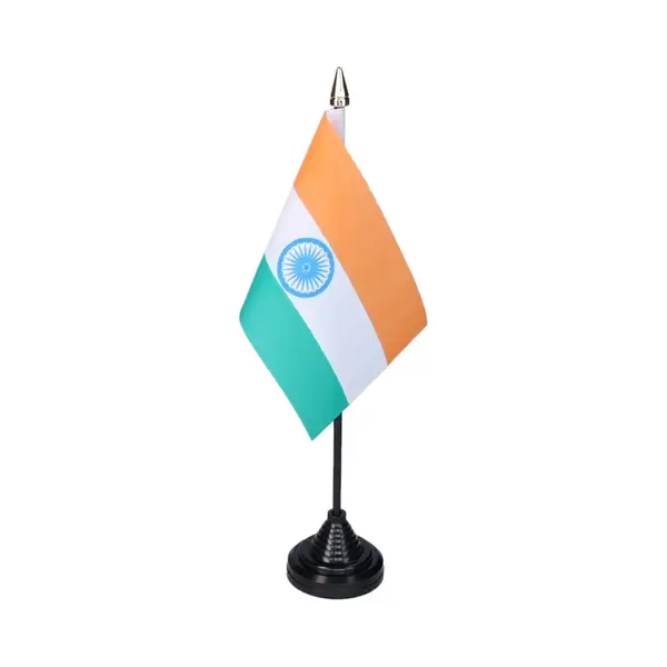 Vlag India Tafelvlaggetjes - 1x Stuks - 10 X 15 Cm Vlag - Zwarte Standaard - Supporters - Versiering - Sport - Fans - India thumbnail