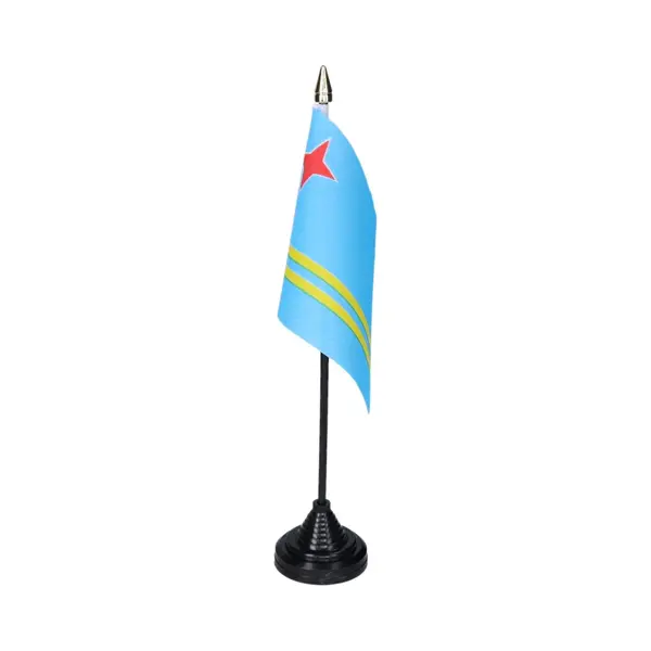 Vlag Aruba Tafelvlaggetjes - 1x Stuks - 10 X 15 Cm Vlag - Zwarte Standaard - Supporters - Versiering - Sport - Fans - Aruba thumbnail