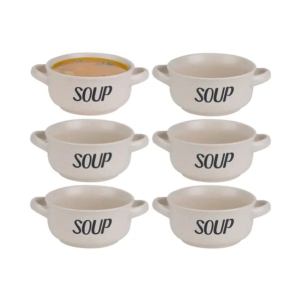 Cosy&Trendy Cosy & Trendy Soepkom Van Aardewerk - 6x - Creme Wit - Dia 13, 5 Cm - 470 Ml - Servies - Soepkommen/Soepkommetjes thumbnail