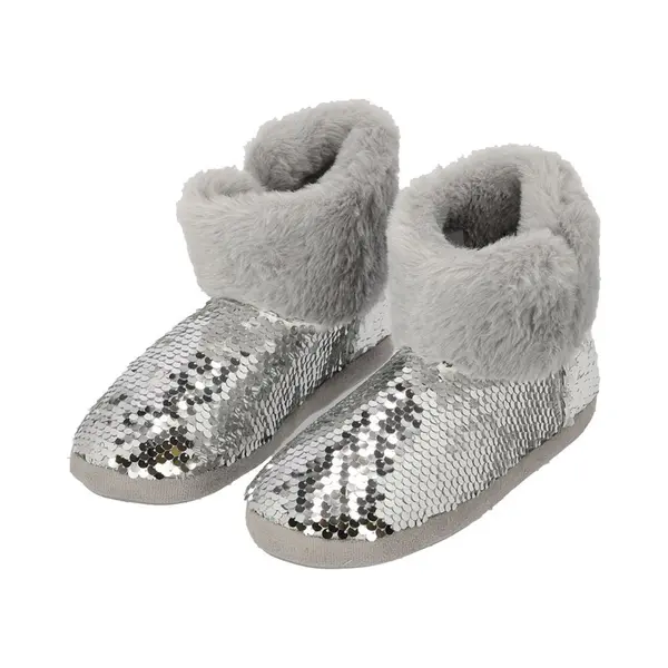 Apollo Kindersloffen - Pailletten - Zilver - Pantoffels - Met Antislip - Voor Kinderen 31/32 thumbnail