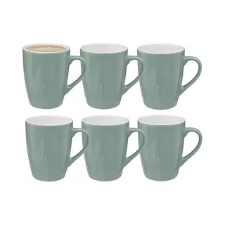 5Five Koffiemokken Colorama - 6x Stuks - Keramiek - Mintgroen - 380 Ml - 9 X 11 Cm