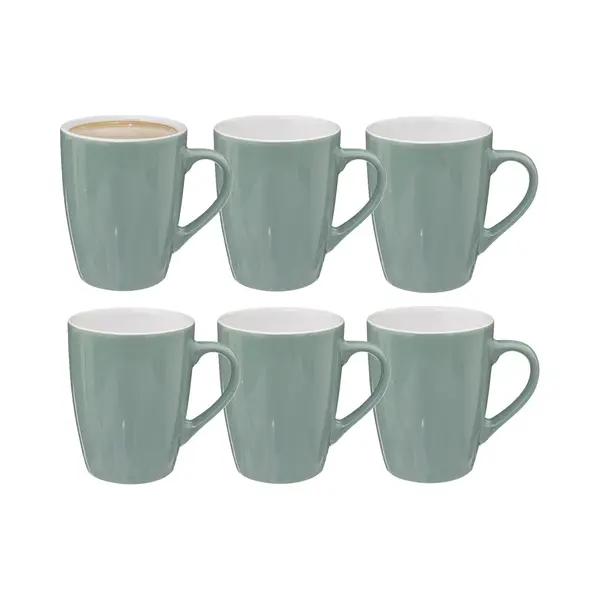 5Five Koffiemokken Colorama - 6x Stuks - Keramiek - Mintgroen - 380 Ml - 9 X 11 Cm thumbnail