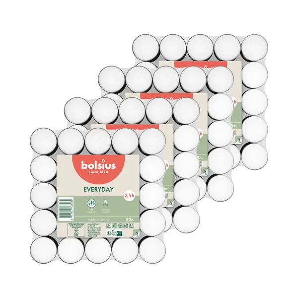 Bolsius Waxinelichtjes - 200x Stuks - 3, 5 Branduren - Kaarsjes - Lichtjes thumbnail