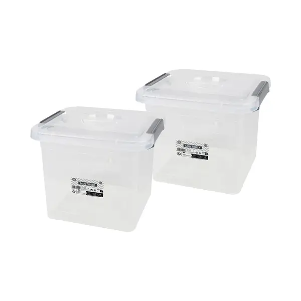 Urban Living Opberg Box - 2x - 8 Liter - 27 X 25 X 22cm - Deksel En Clips - Waterdicht - Tuin/schuur/kast thumbnail