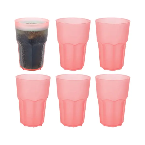 Excellent Houseware Drinkbekers - 6x - Rood - Kunststof - 480 Ml - Onbreekbare Camping En Kinder Bekers thumbnail
