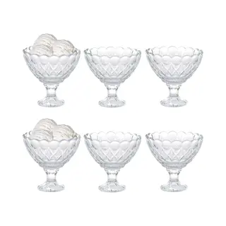 Excellent Houseware IJcoupes / Dessert Serveer Schaaltjes Op Voet - Set 6x Stuks - Glas - 200 Ml - Transparant