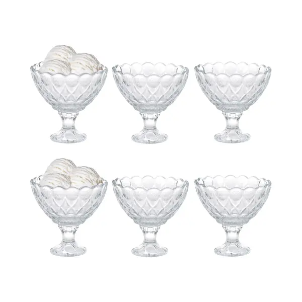 Excellent Houseware IJcoupes / Dessert Serveer Schaaltjes Op Voet - Set 6x Stuks - Glas - 200 Ml - Transparant thumbnail