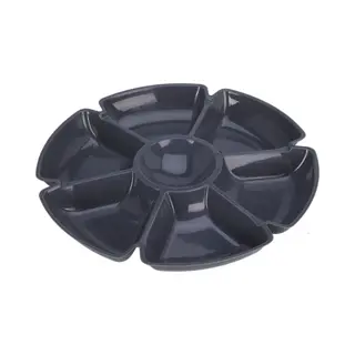 Excellent Houseware Hapjes / Chips Serveerschaal - Donkergrijs - D29 Cm - Vakjes Dienblad - Kunststof
