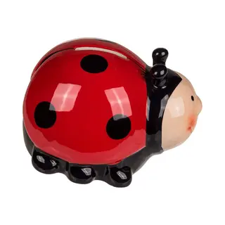 Home & Styling Spaarpot Van Een Lieveheersbeestje - Dieren - Keramiek - 11 X 9.5 Cm - Rood En Zwart