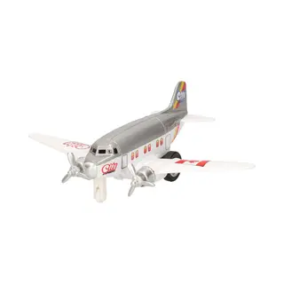 Goki Speelgoed Vliegtuig - 12 Cm - Grijs - Dubbele Propeller - Pull Back Motor