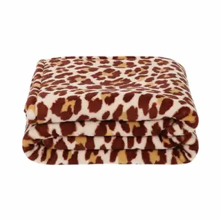 Bellatio Design Fleece Dekentjes Met Dierenprint - Bruine Panter Print - 120 X 160 Cm - Warme Plaid