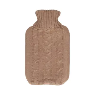 H&S Collection Warmwaterkruik - Met Zacht Gebreide Hoes - Bruin - 1, 75L - Kruik