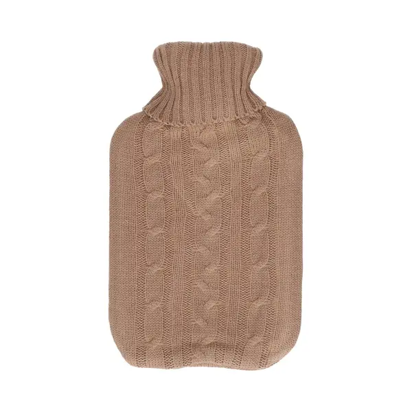 H&S Collection Warmwaterkruik - Met Zacht Gebreide Hoes - Bruin - 1, 75L - Kruik thumbnail