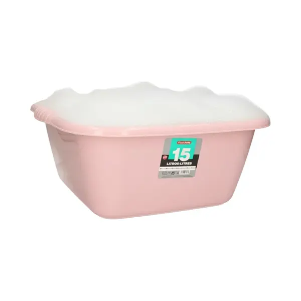 Plasticforte Huishoud Teil - Afwasbak - Vierkant - Kunststof - 15 Liter - 41 X 38 X 16 Cm - Roze - Schoonmaken thumbnail