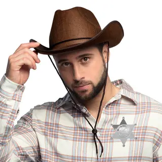 Boland Western Cowboy Verkleed Set - Hoed En Badge - Sherriff - Wilde Westen - Volwassenen