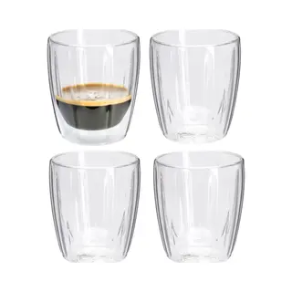 Excellent Houseware Dubbelwandige Koffieglazen - 4x - Espresso - 125 Ml - D7 X H8 Cm