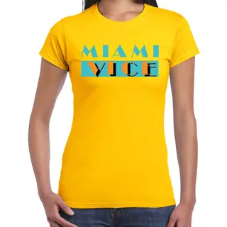 Toppers - Bellatio Decorations Toppers Verkleed T-shirt Dames - Geel - Miami Vice - The Summer Is Magic - Feestkleding Xl