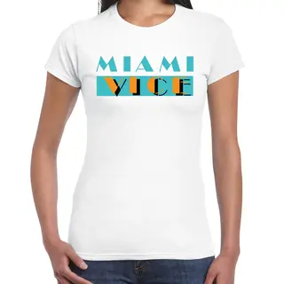 Toppers - Bellatio Decorations Toppers Verkleed T-shirt Dames - Wit - Miami Vice - The Summer Is Magic - Feestkleding S